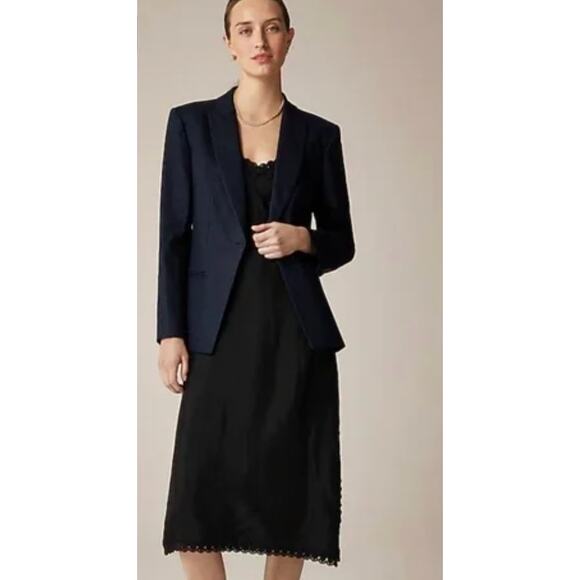 J Crew Alexandra Blazer 6 Navy Blue NWT Jacket Stretch Linen Prep CI487 J.Crew - Picture 1 of 7
